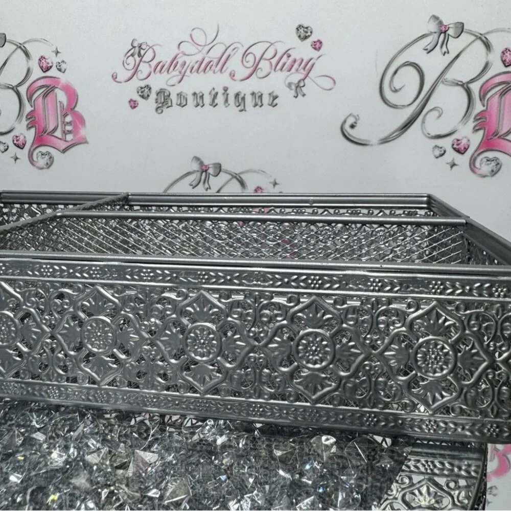 Tray organizer metal silver ornate luxe Elegant Silver Tray stunning home decor